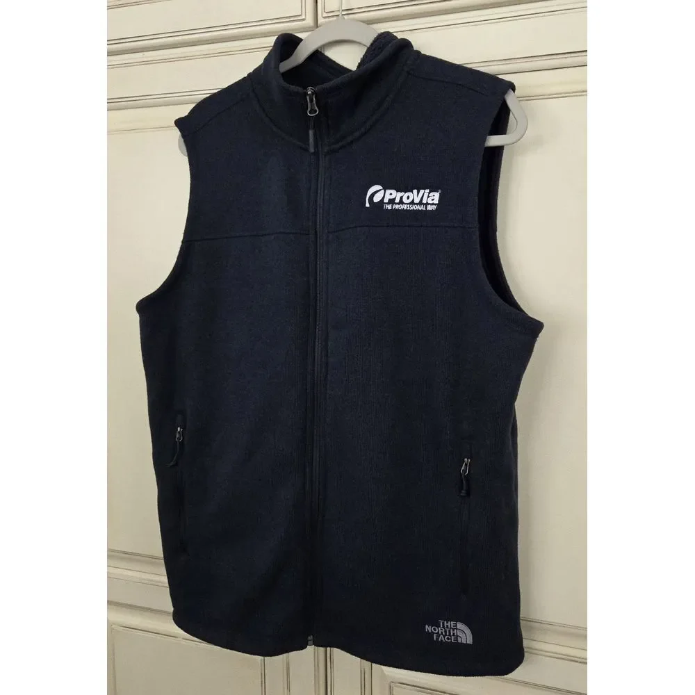 Men's The North Face Fleece Vest Large Blue Full Zip Business Logo